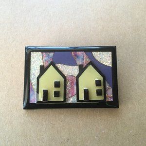 Two Colorful Houses, House Pins by Lucinda